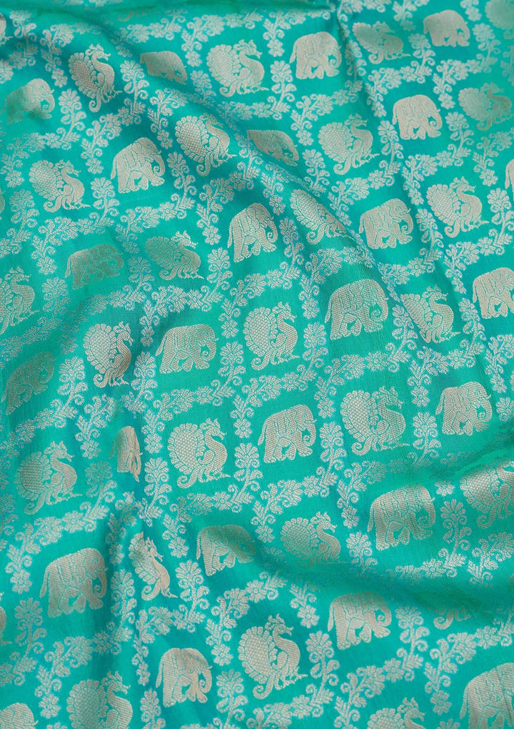 Turquoise Blue Zariwork Pure Silk Saree-koskii