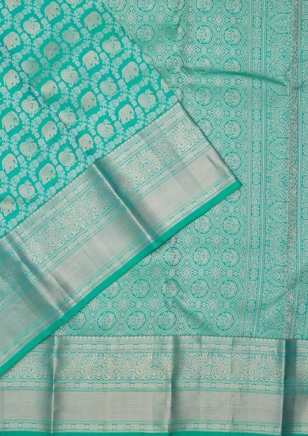 Turquoise Blue Zariwork Pure Silk Saree-koskii