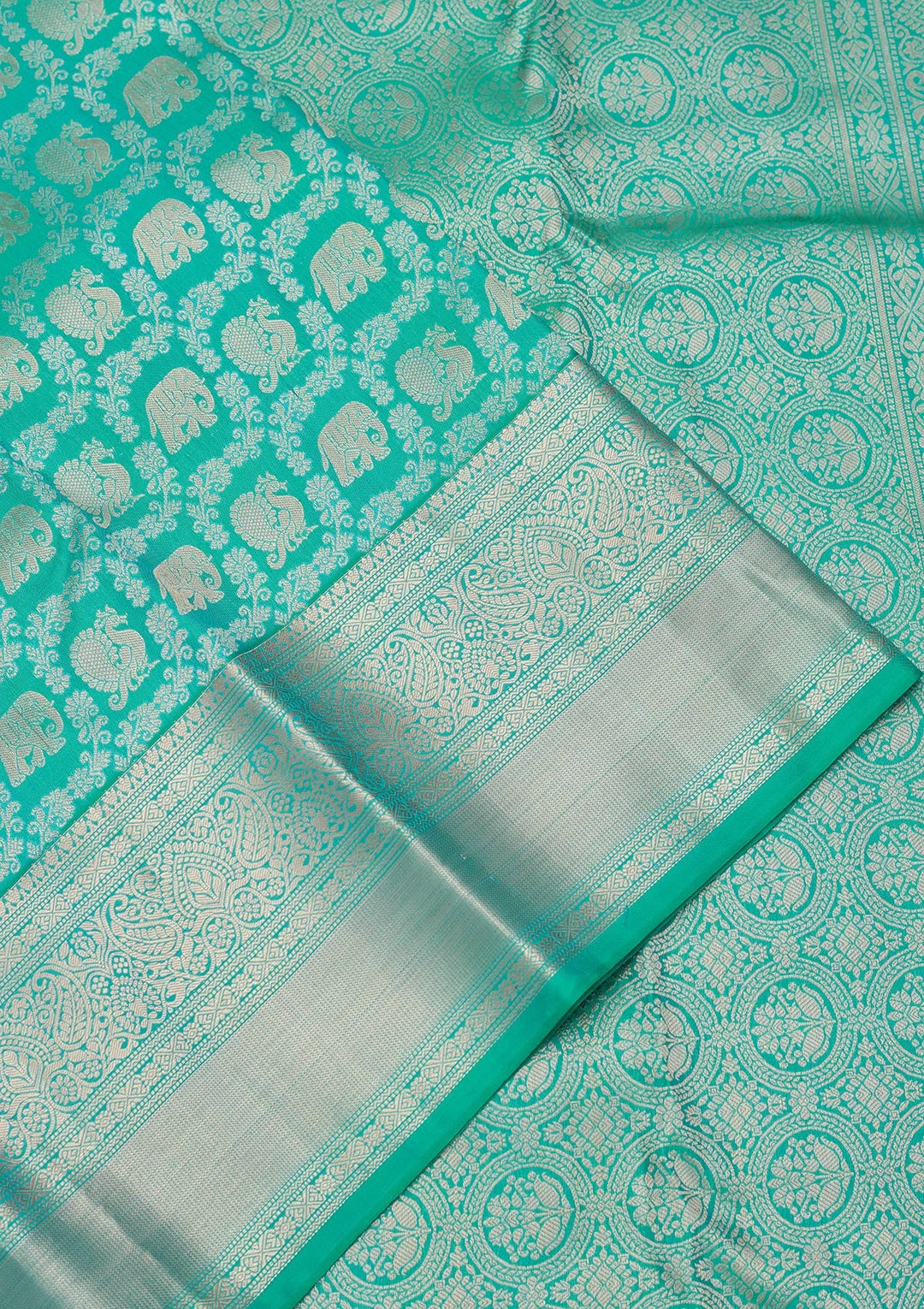 Turquoise Blue Zariwork Pure Silk Saree-koskii