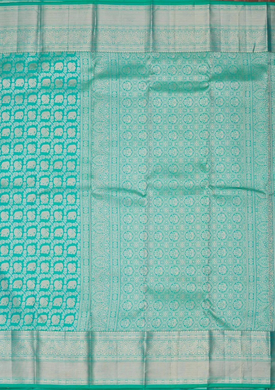 Turquoise Blue Zariwork Pure Silk Saree-koskii