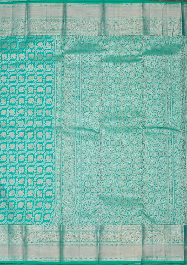 Turquoise Blue Zariwork Pure Silk Saree-koskii