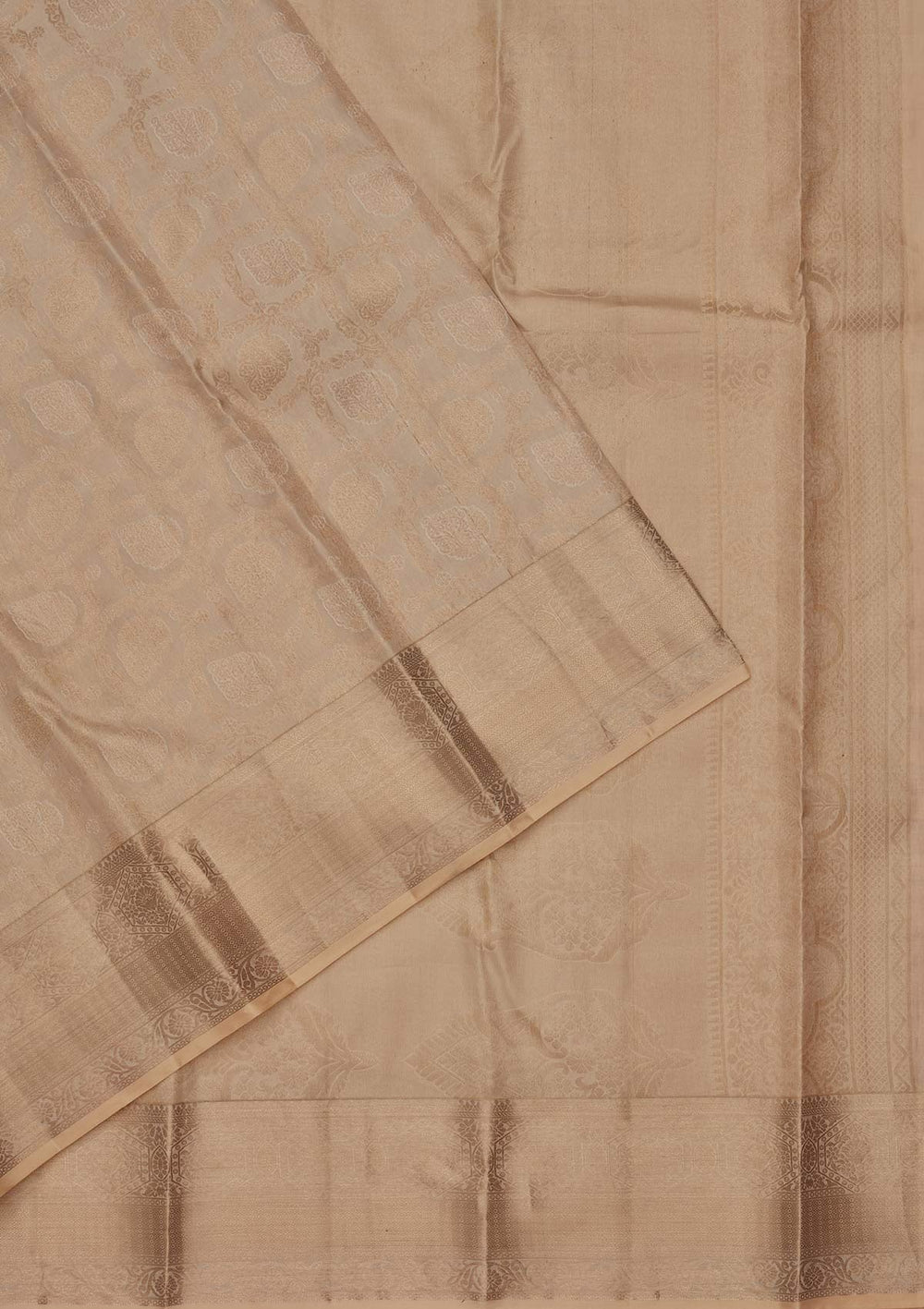 Cream Zariwork Pure Silk Saree-koskii