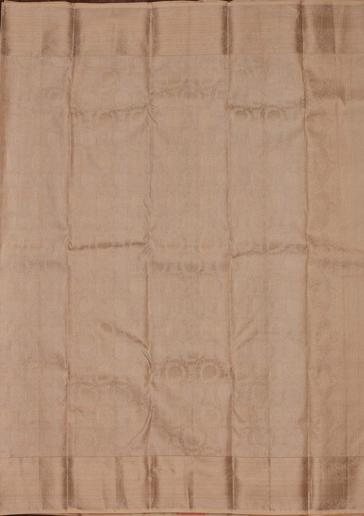 Cream Zariwork Pure Silk Saree-koskii