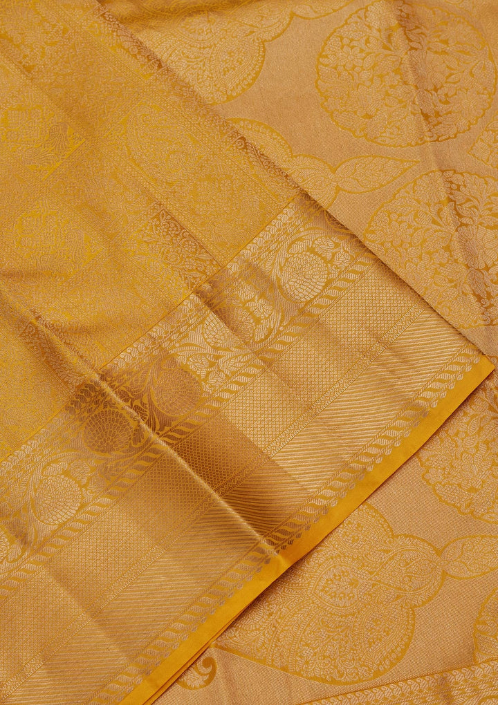 Yellow Zariwork Pure Silk Saree-koskii