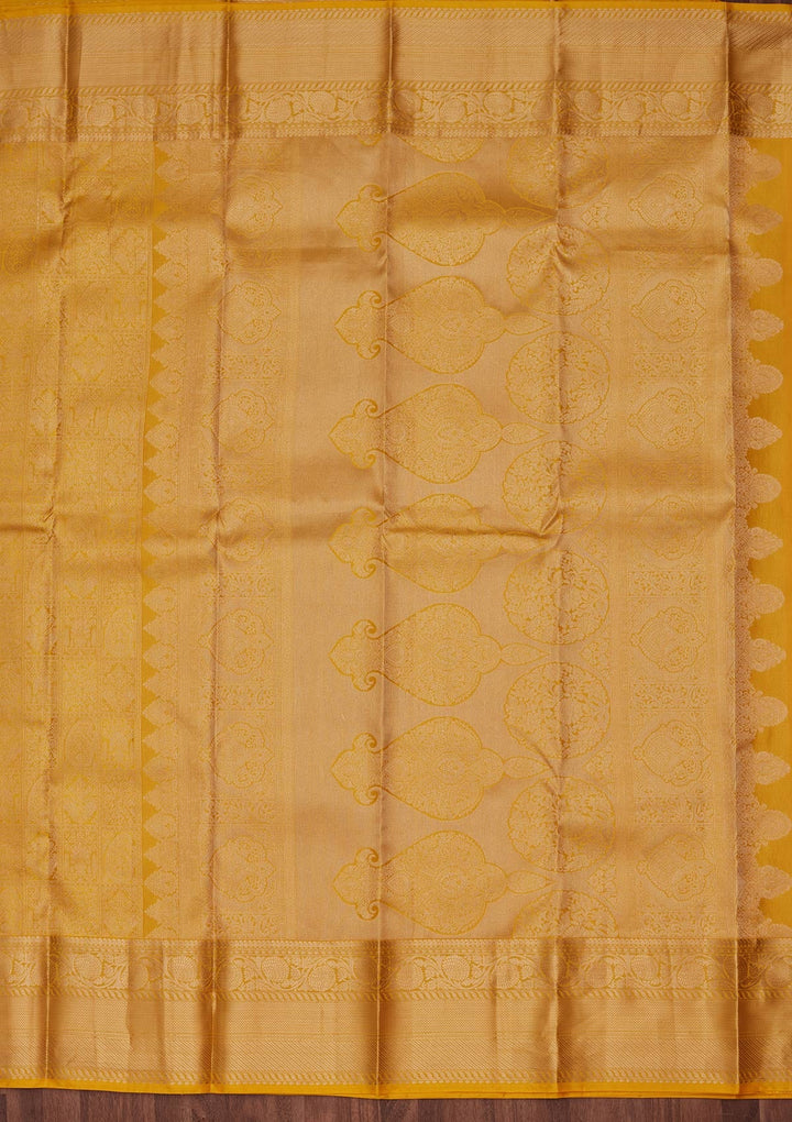 Yellow Zariwork Pure Silk Saree-koskii