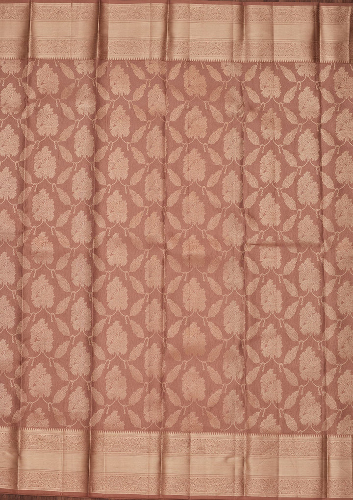 Beige Zariwork Pure Silk Saree-koskii