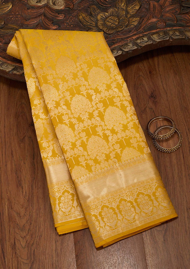 Yellow Zariwork Pure Silk Saree-koskii