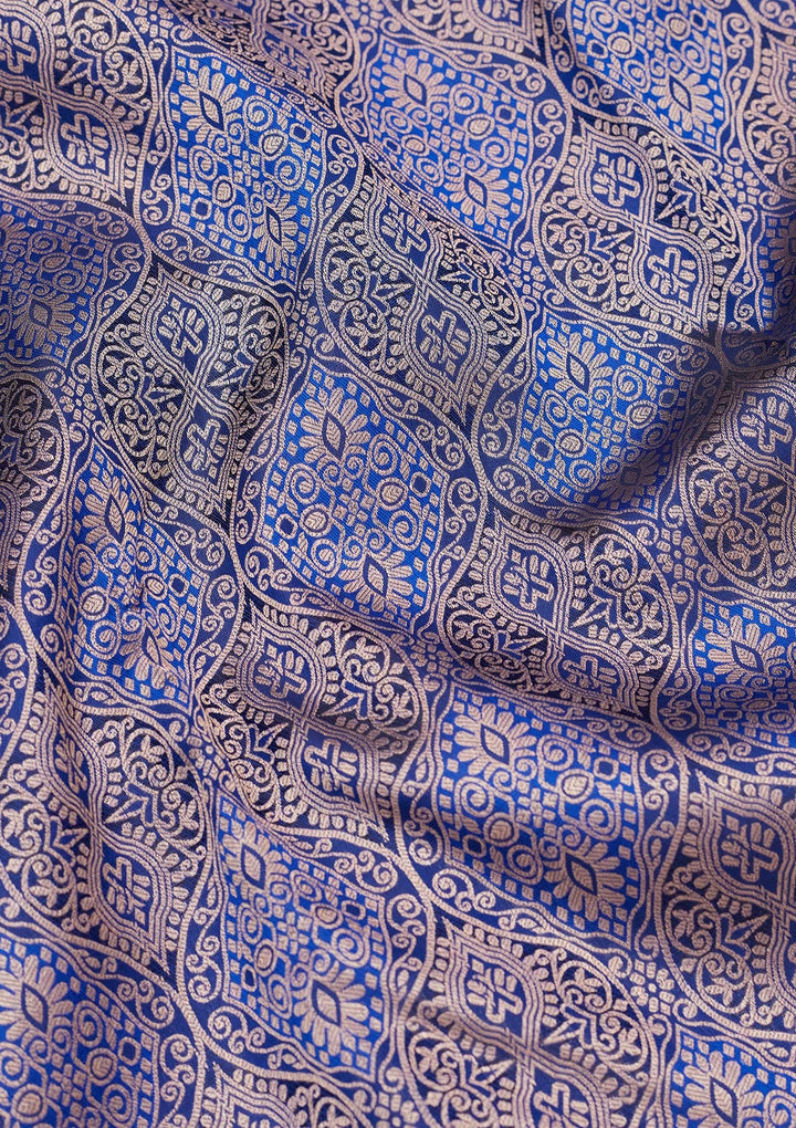 Royal Blue Zariwork Pure Silk Saree-koskii