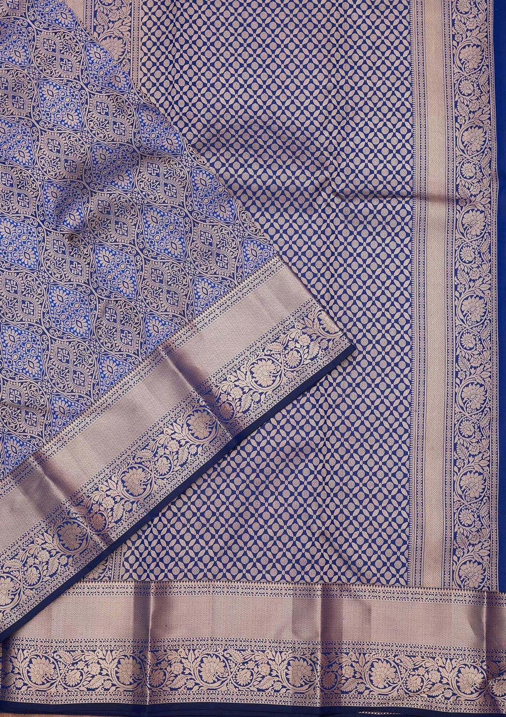 Royal Blue Zariwork Pure Silk Saree-koskii