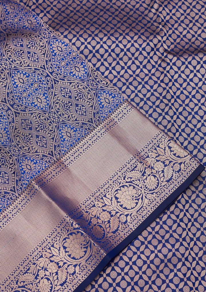 Royal Blue Zariwork Pure Silk Saree-koskii