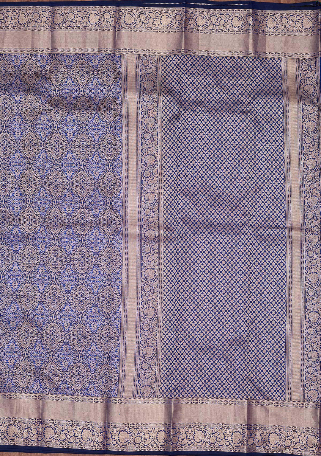 Royal Blue Zariwork Pure Silk Saree-koskii