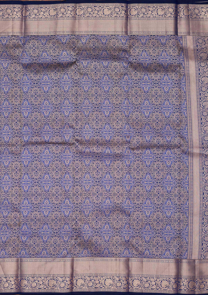 Royal Blue Zariwork Pure Silk Saree-koskii