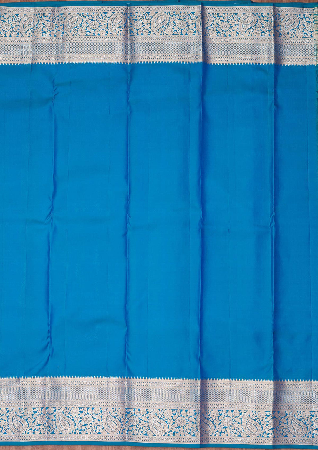 Peacock Blue Zariwork Pure Silk Saree-koskii