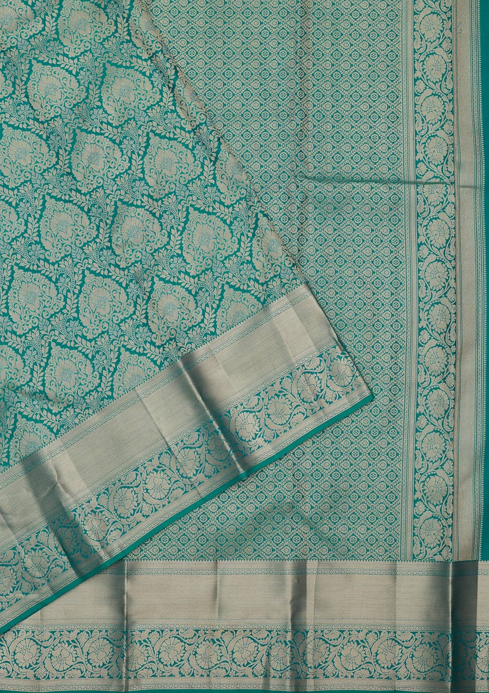Rama Green Zariwork Pure Silk Saree-koskii