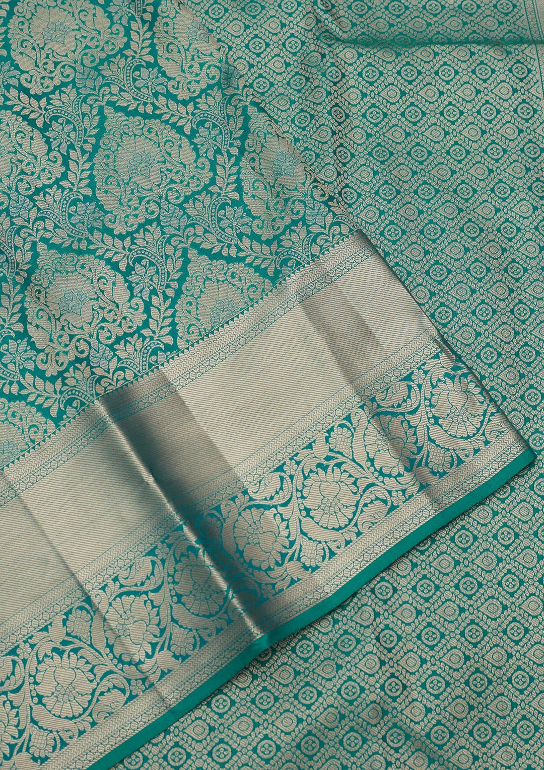 Rama Green Zariwork Pure Silk Saree-koskii