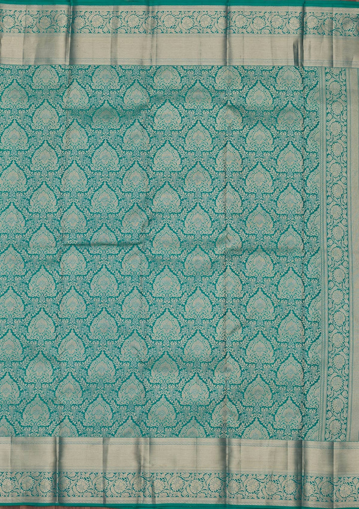 Rama Green Zariwork Pure Silk Saree-koskii