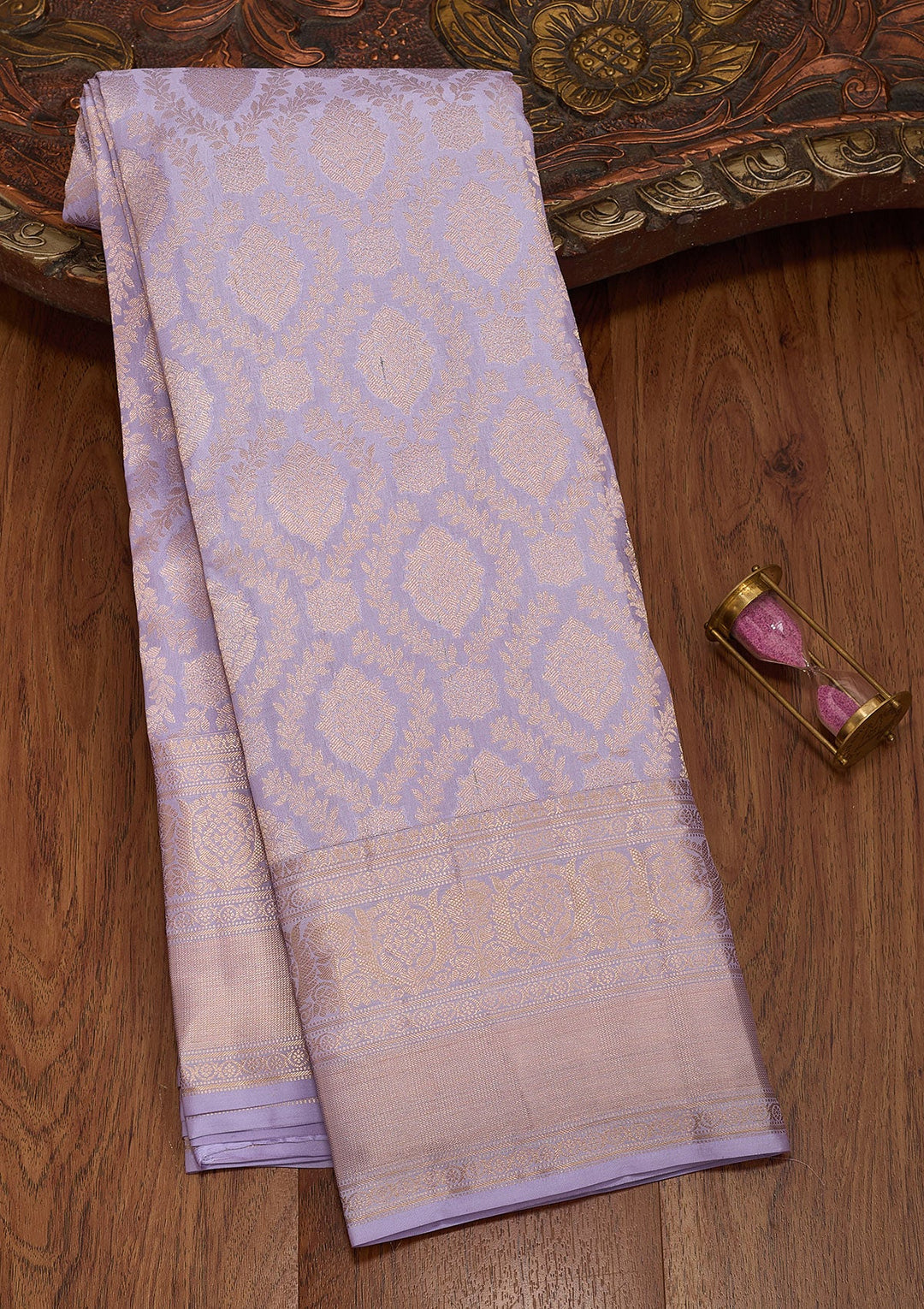 Lavender Zariwork Pure Silk Saree-koskii