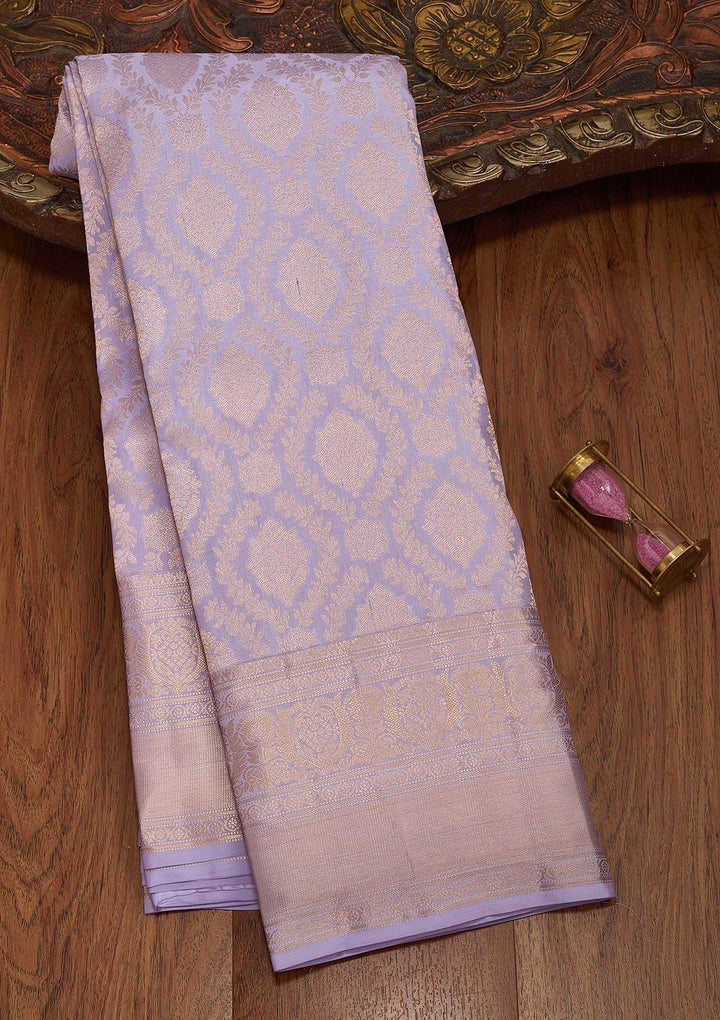 Lavender Zariwork Pure Silk Saree-koskii