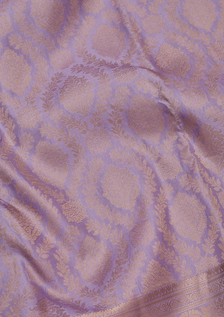 Lavender Zariwork Pure Silk Saree-koskii
