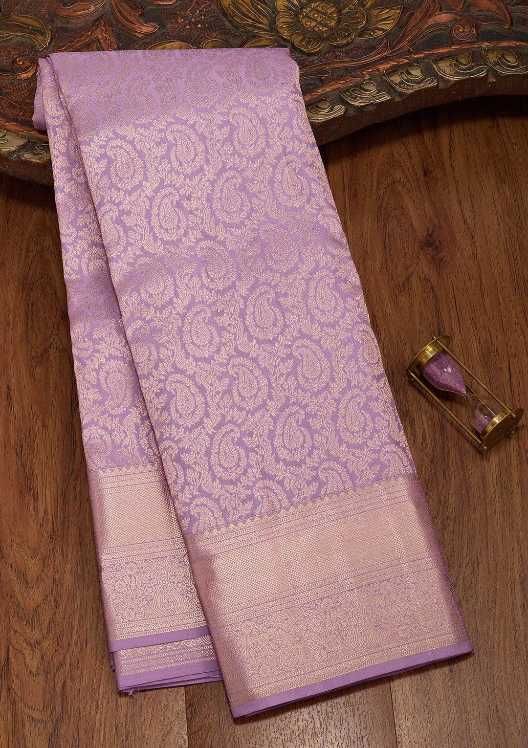 Lavender Zariwork Pure Silk Saree-koskii