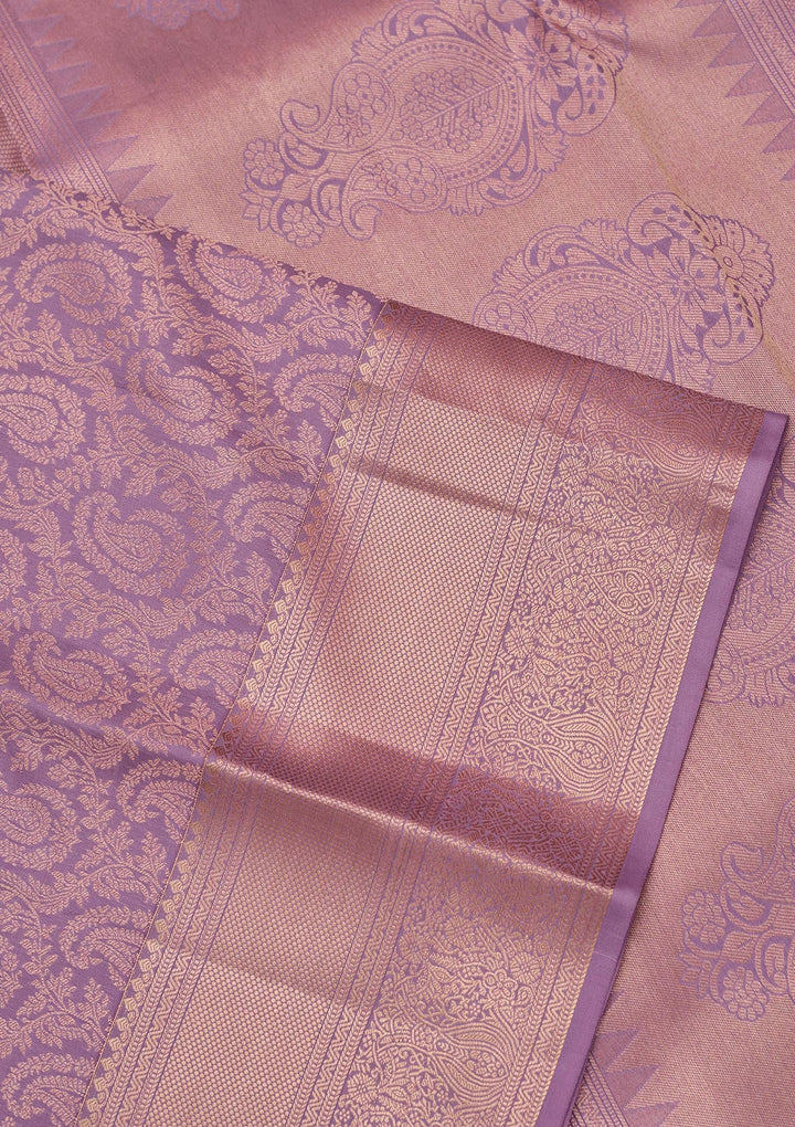 Lavender Zariwork Pure Silk Saree-koskii