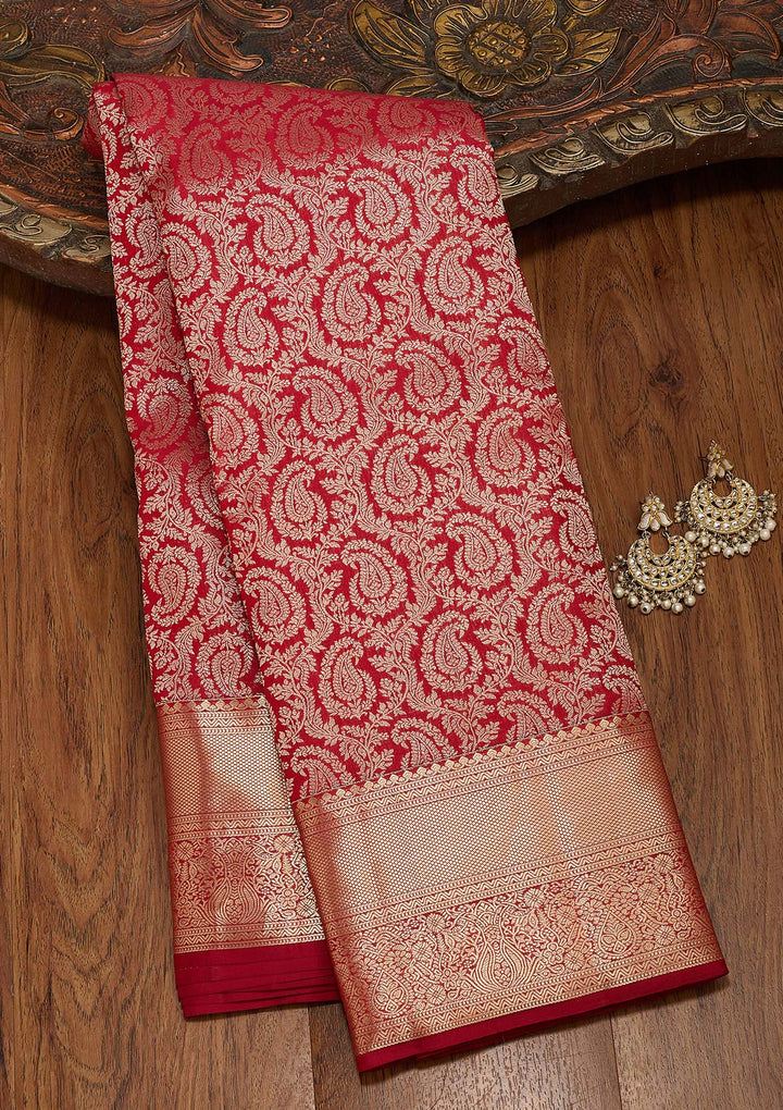 Maroon Zariwork Pure Silk Saree-koskii