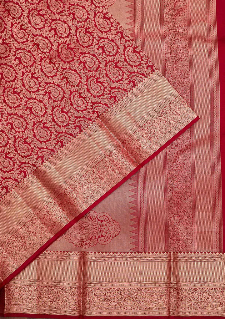 Maroon Zariwork Pure Silk Saree-koskii