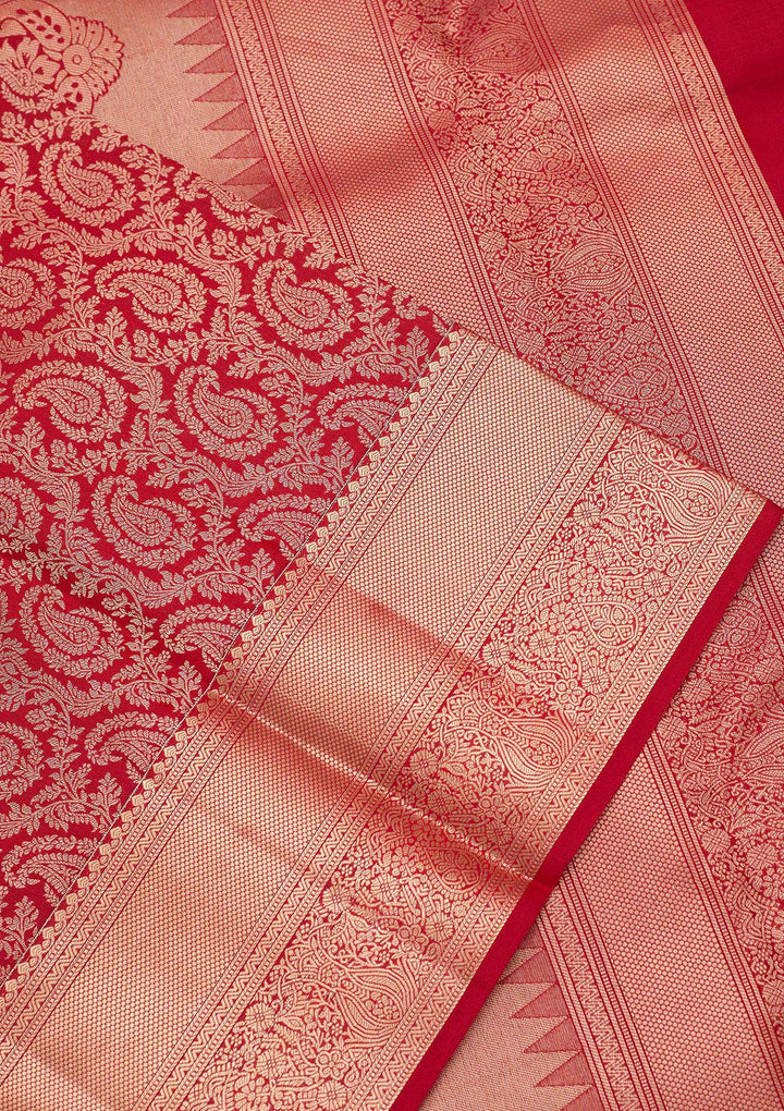 Maroon Zariwork Pure Silk Saree-koskii