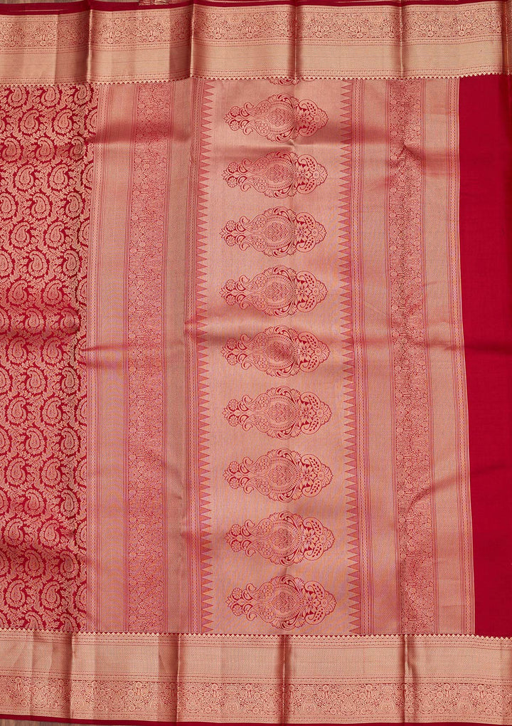 Maroon Zariwork Pure Silk Saree-koskii