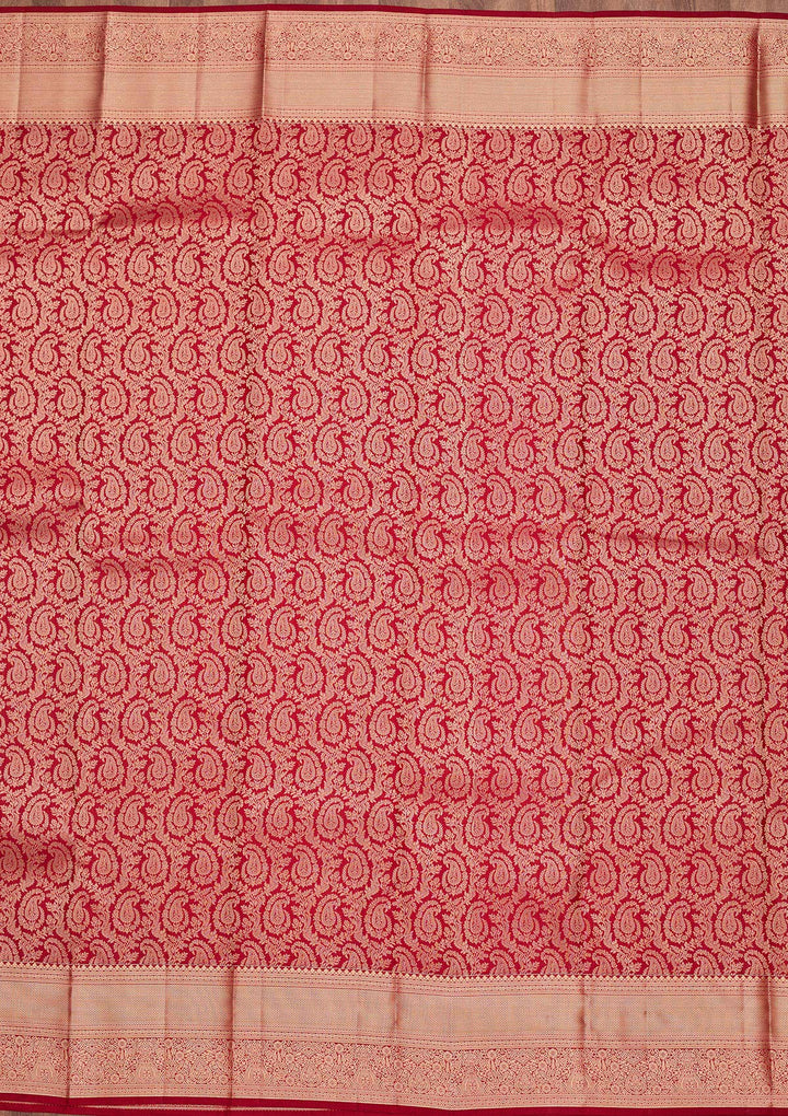Maroon Zariwork Pure Silk Saree-koskii