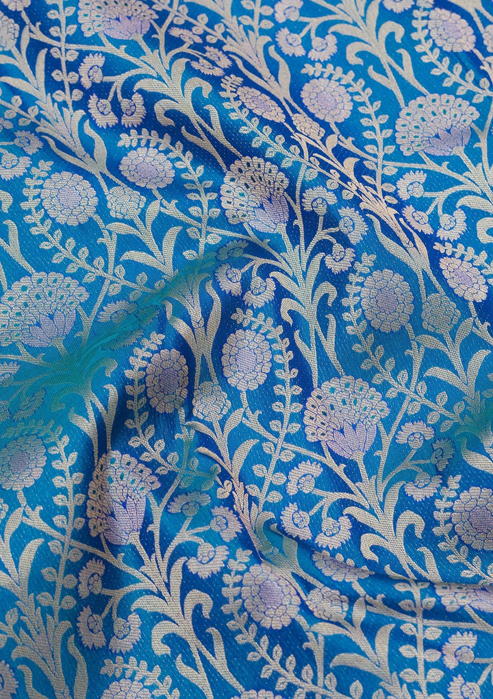 Turquoise Blue Zariwork Pure Silk Saree-koskii
