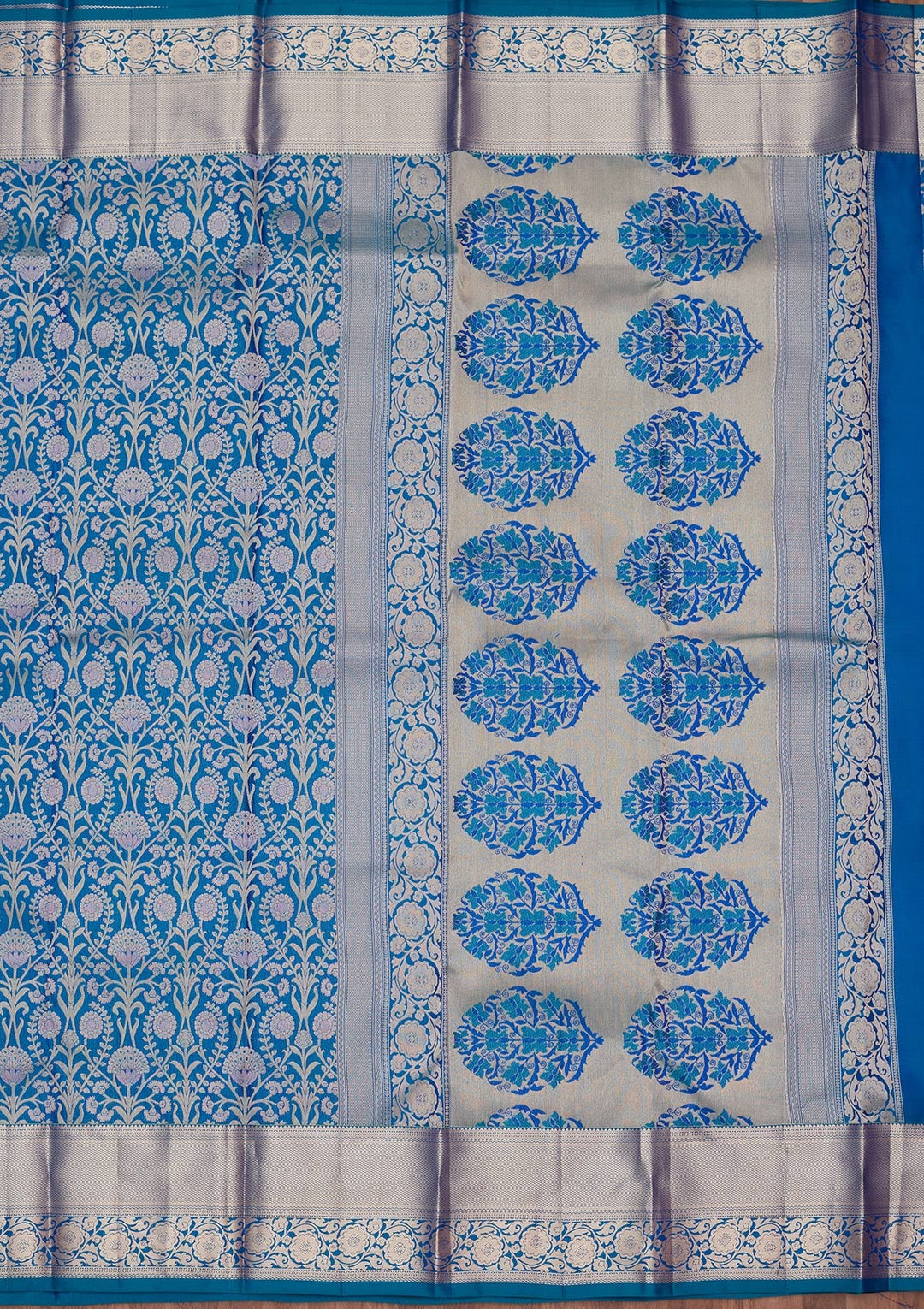Turquoise Blue Zariwork Pure Silk Saree-koskii