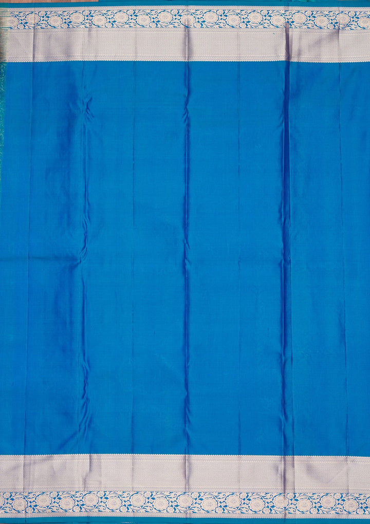 Turquoise Blue Zariwork Pure Silk Saree-koskii