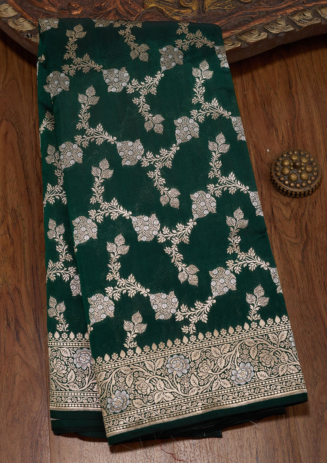 Rama Green Zariwork Pure Silk Saree-koskii