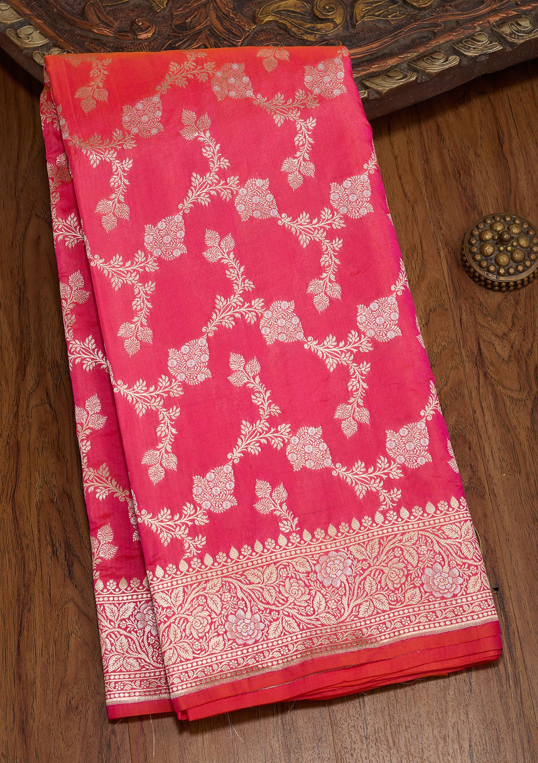 Rani Pink Zariwork Pure Silk Saree-koskii