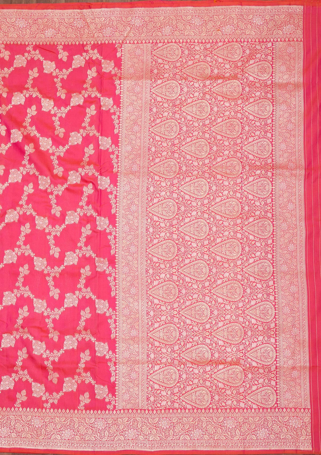 Rani Pink Zariwork Pure Silk Saree