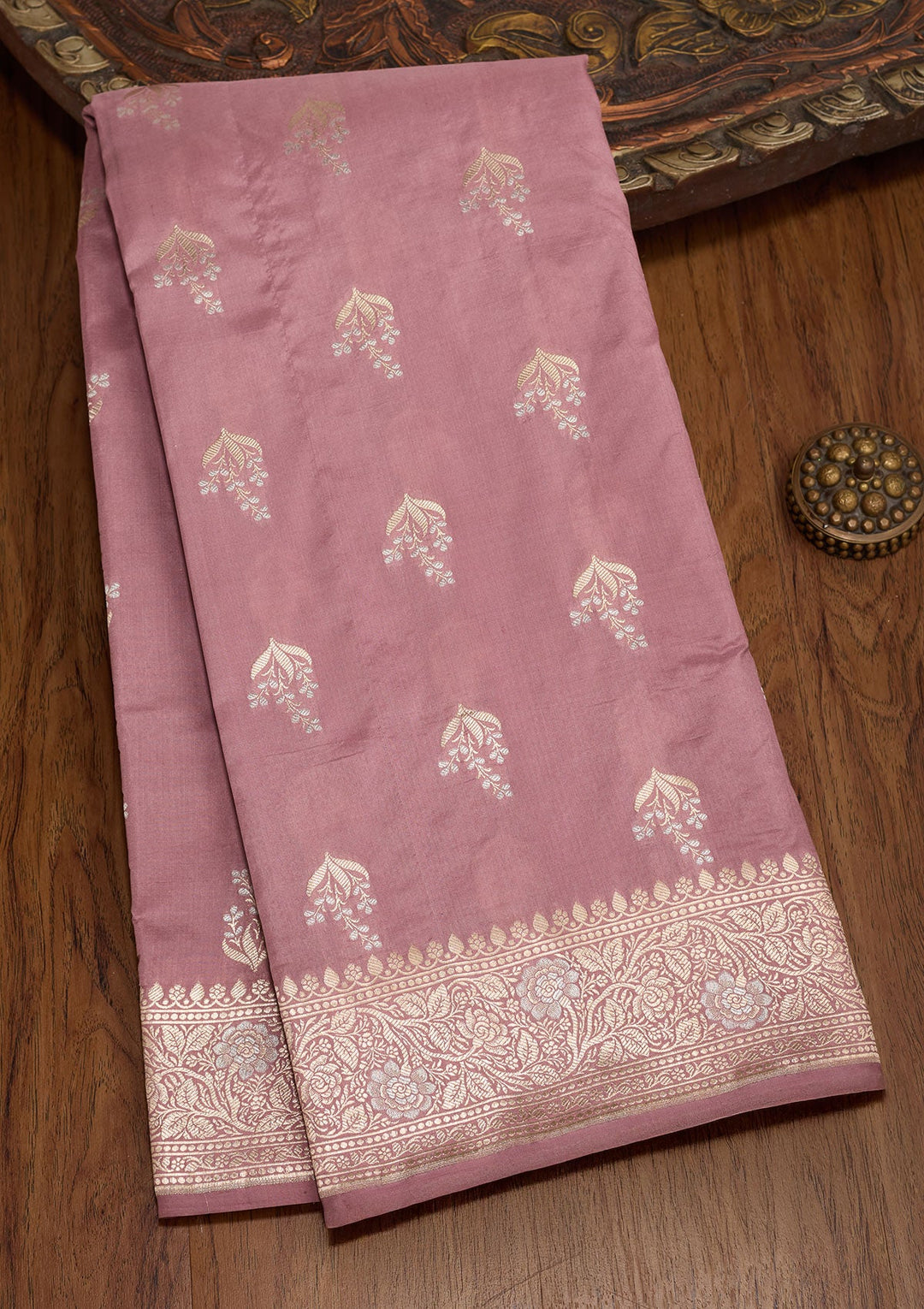 Onion Pink Zariwork Pure Silk Saree-koskii