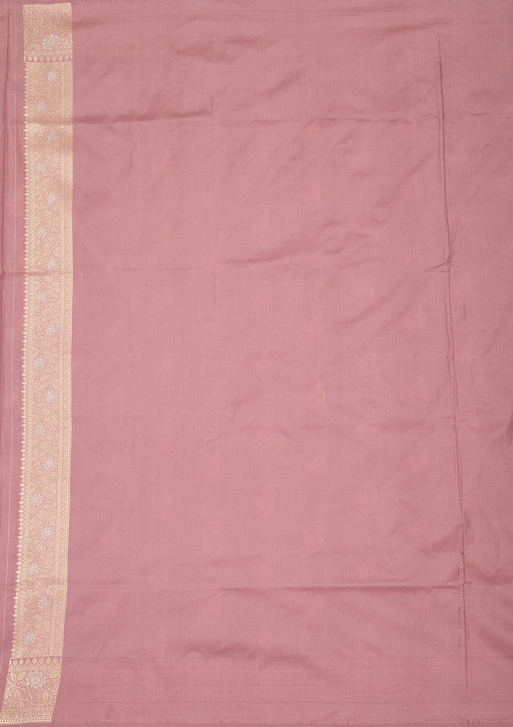 Onion Pink Zariwork Pure Silk Saree