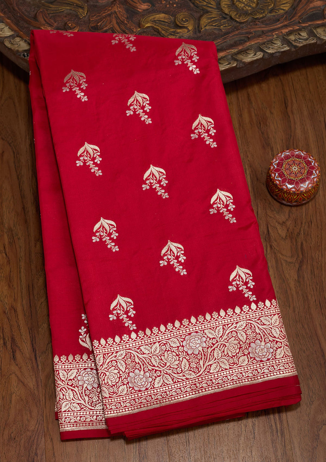 Red Zariwork Pure Silk Saree-koskii