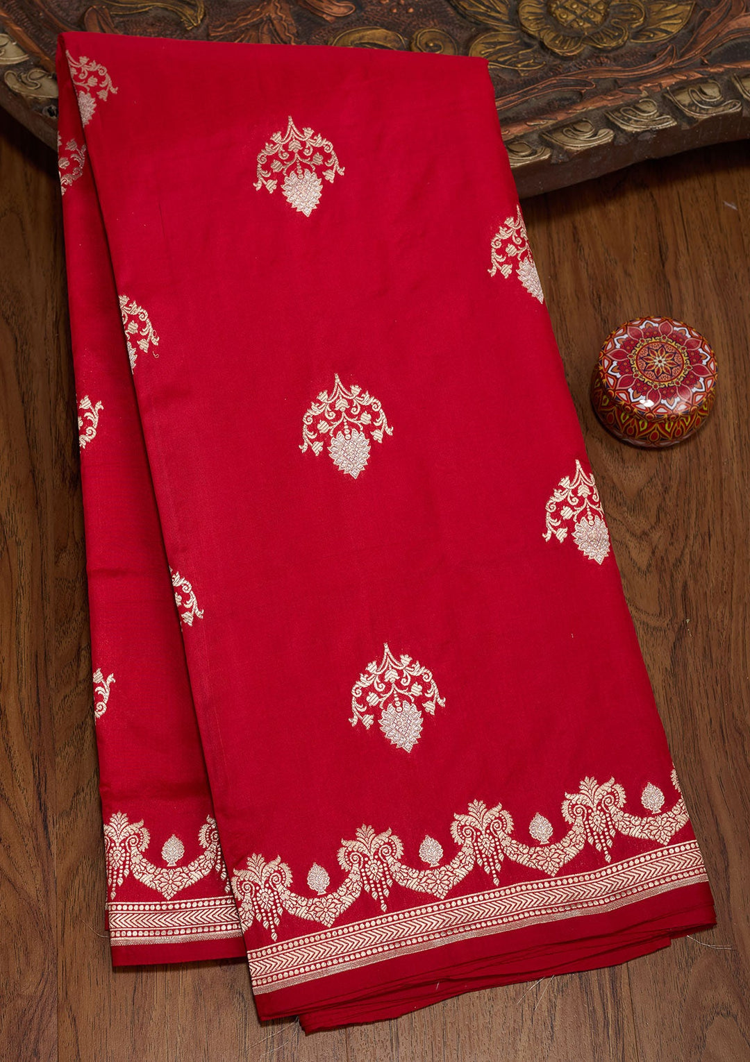 Red Zariwork Pure Silk Saree-koskii