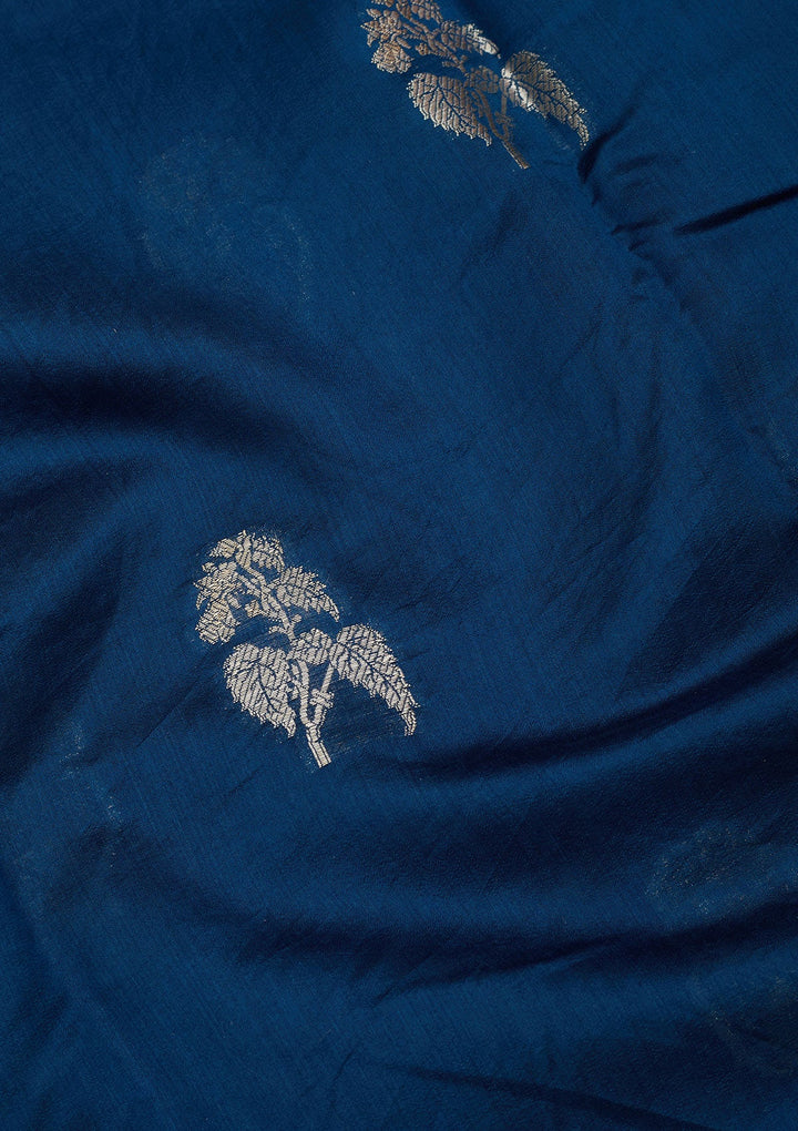 Peacock Blue Zariwork Pure Silk Saree