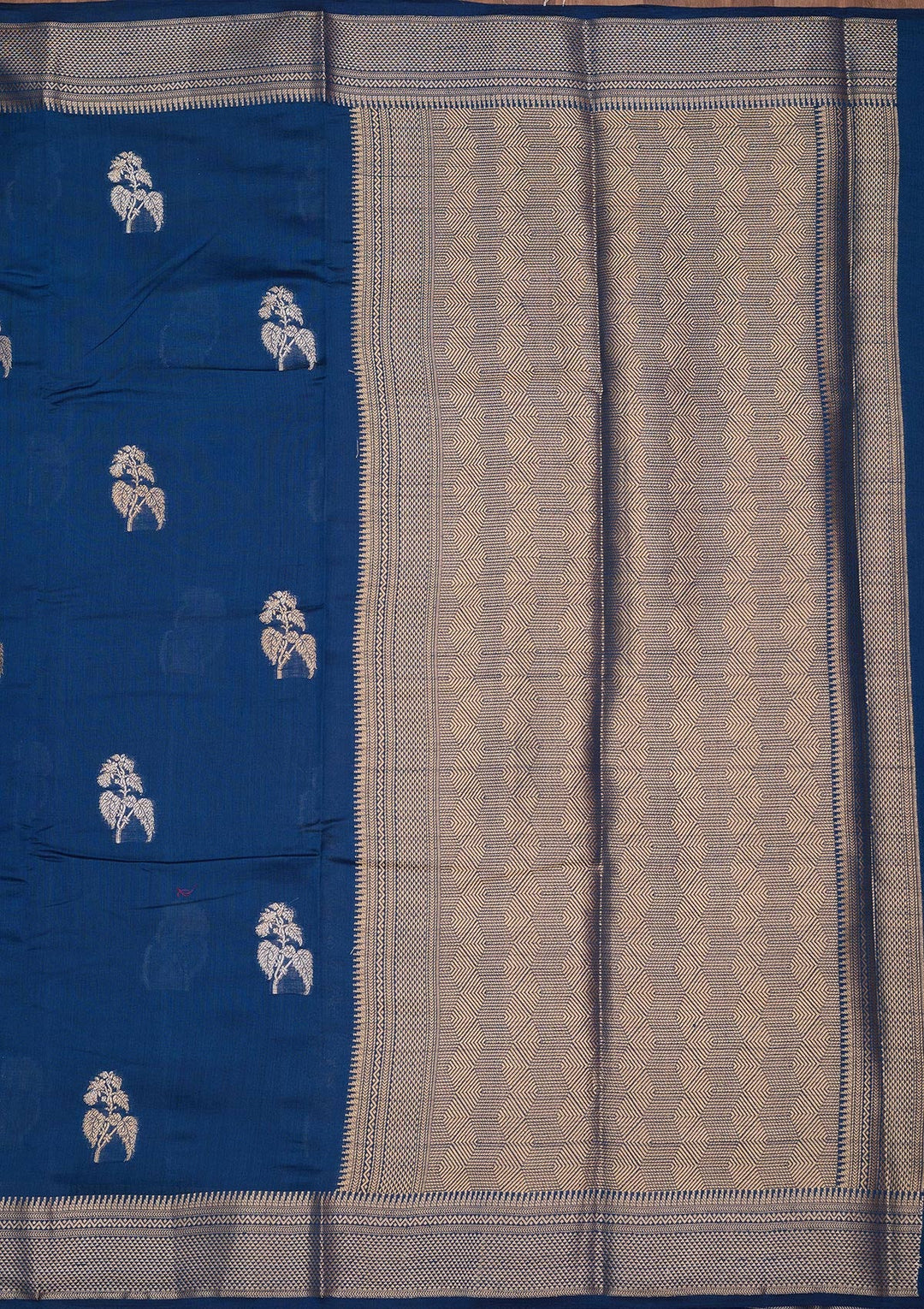 Peacock Blue Zariwork Pure Silk Saree