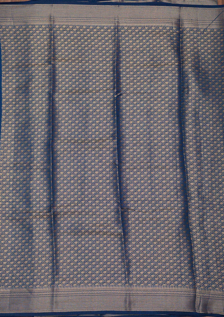 Peacock Blue Zariwork Pure Silk Saree