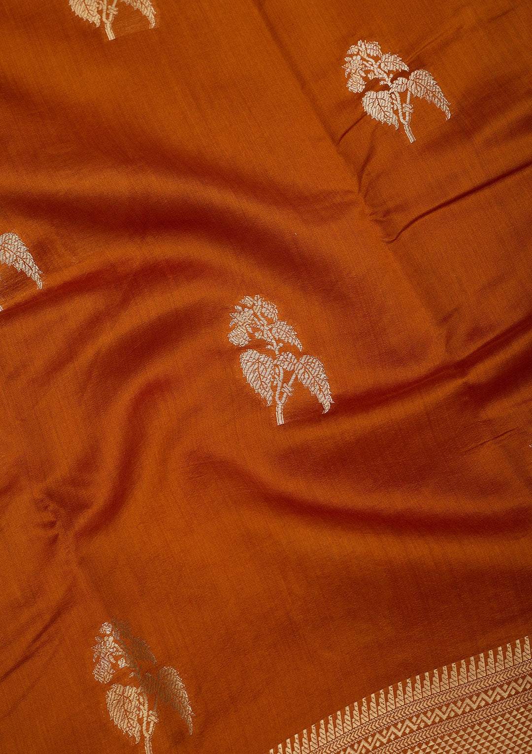 Rust Zariwork Pure Silk Saree