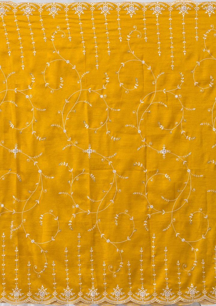 Mustard Sequins Raw Silk Readymade Salwar Suit-Koskii