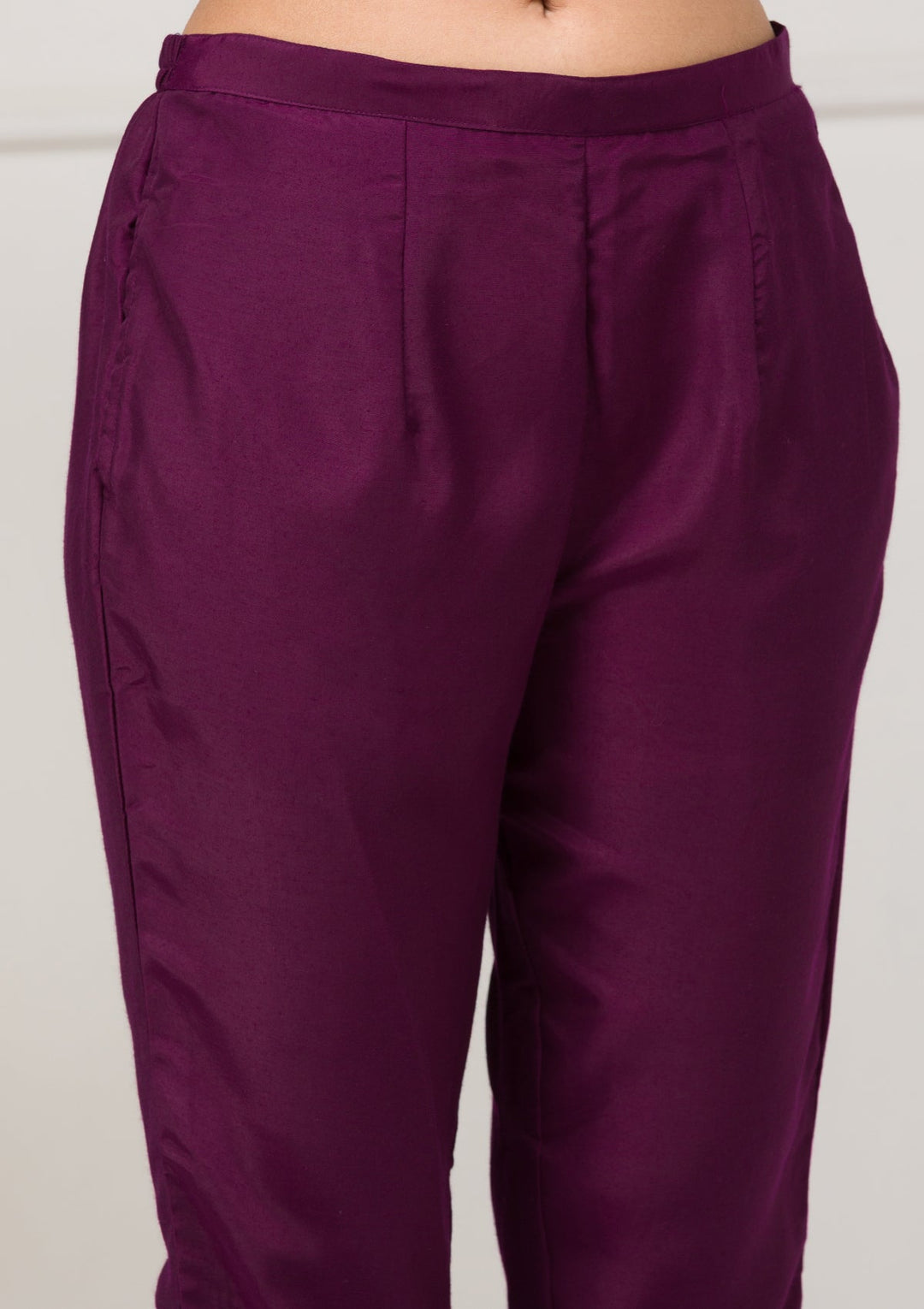 Purple Sequins Raw Silk Readymade Salwar Suit-Koskii