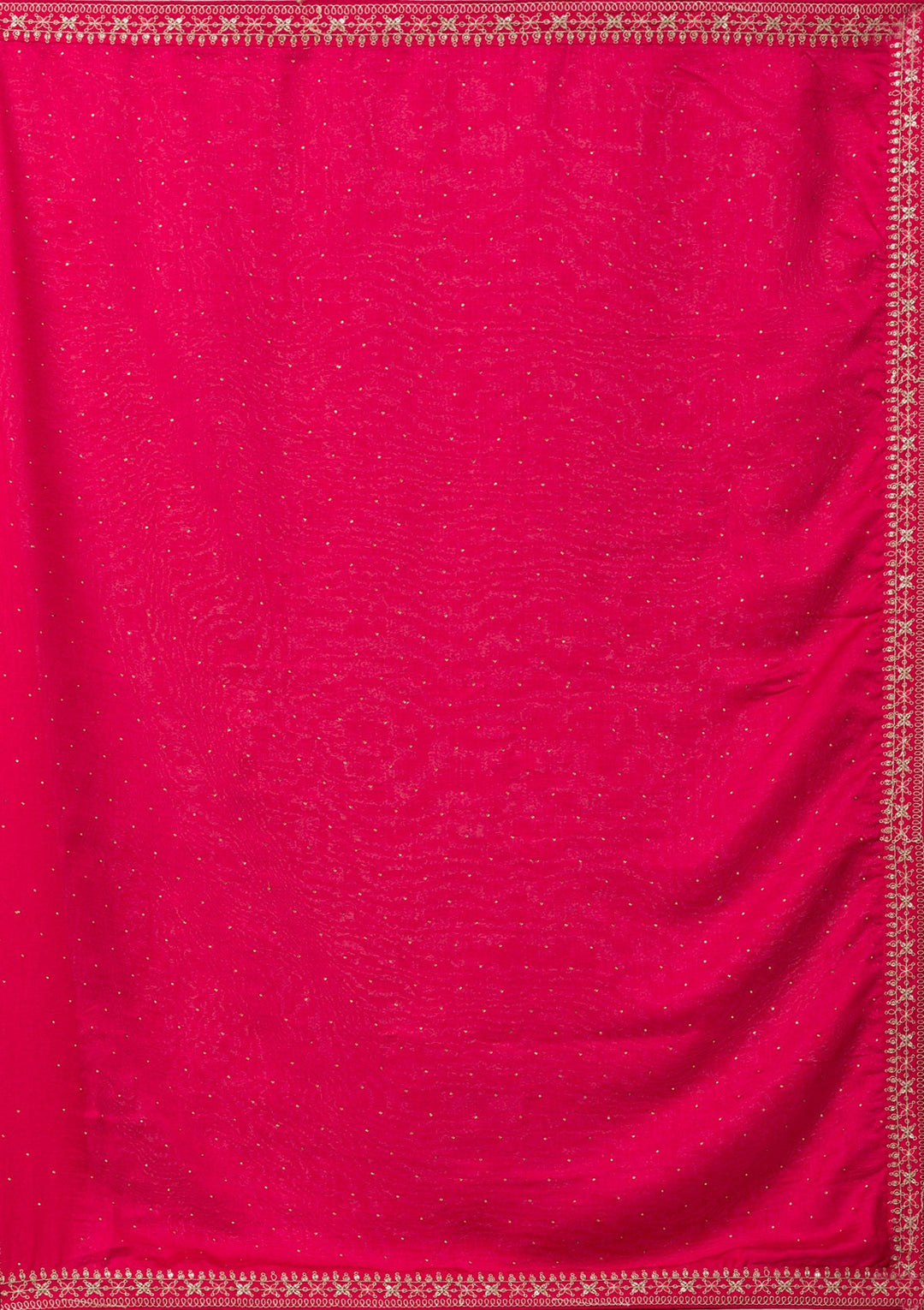 Rani Pink Sequins Raw Silk Readymade Salwar Suit-Koskii