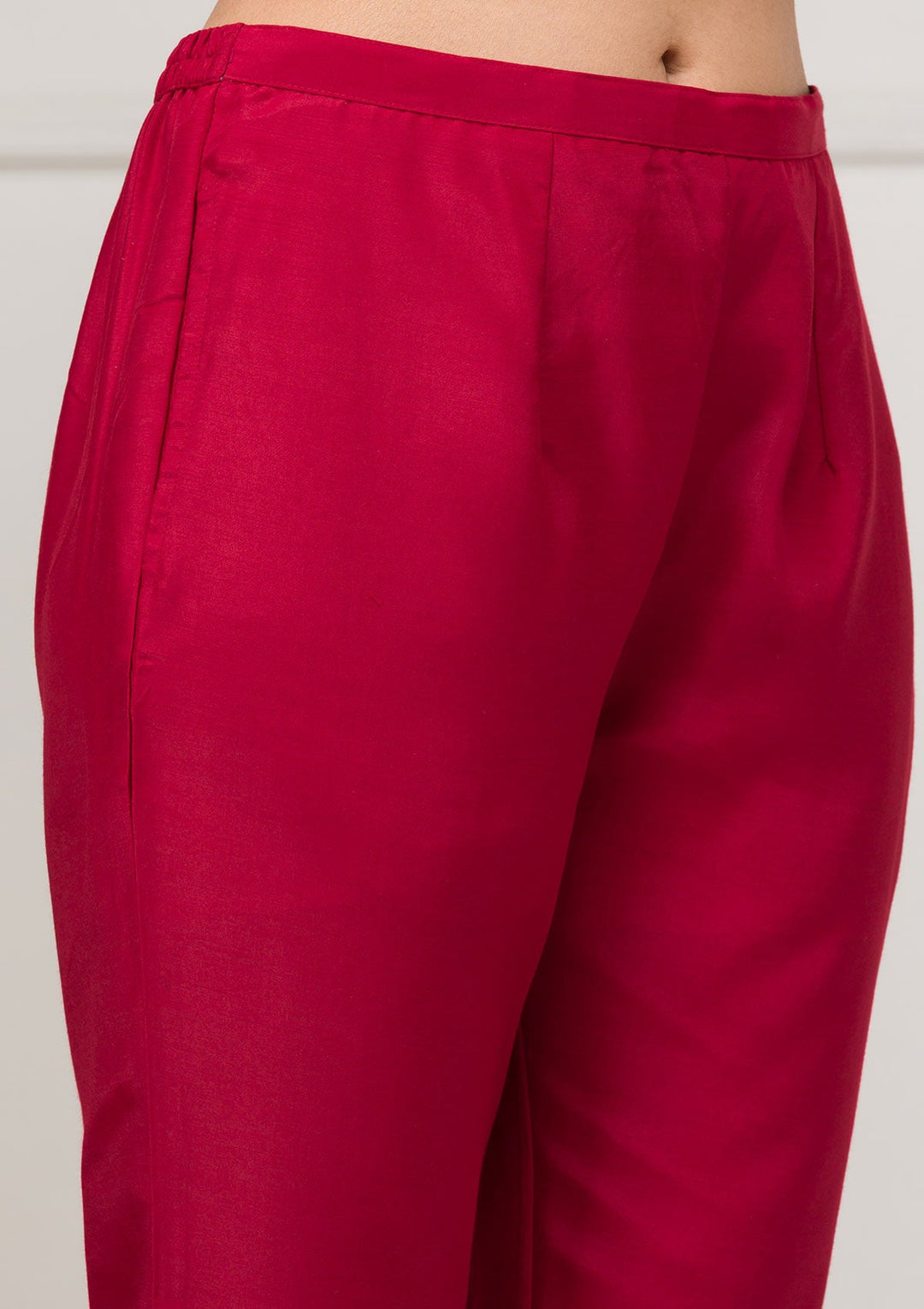 Maroon Threadwork Raw Silk Readymade Salwar Suit-Koskii