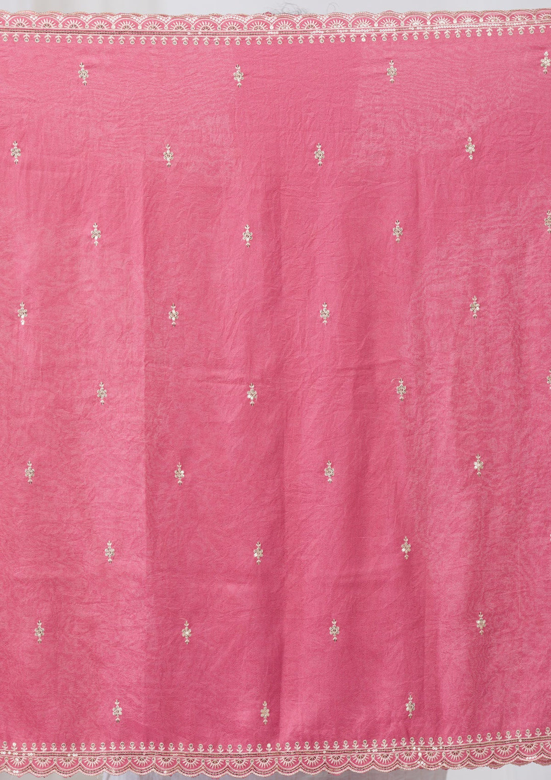 Onion Pink Threadwork Raw Silk Readymade Salwar Suit-Koskii