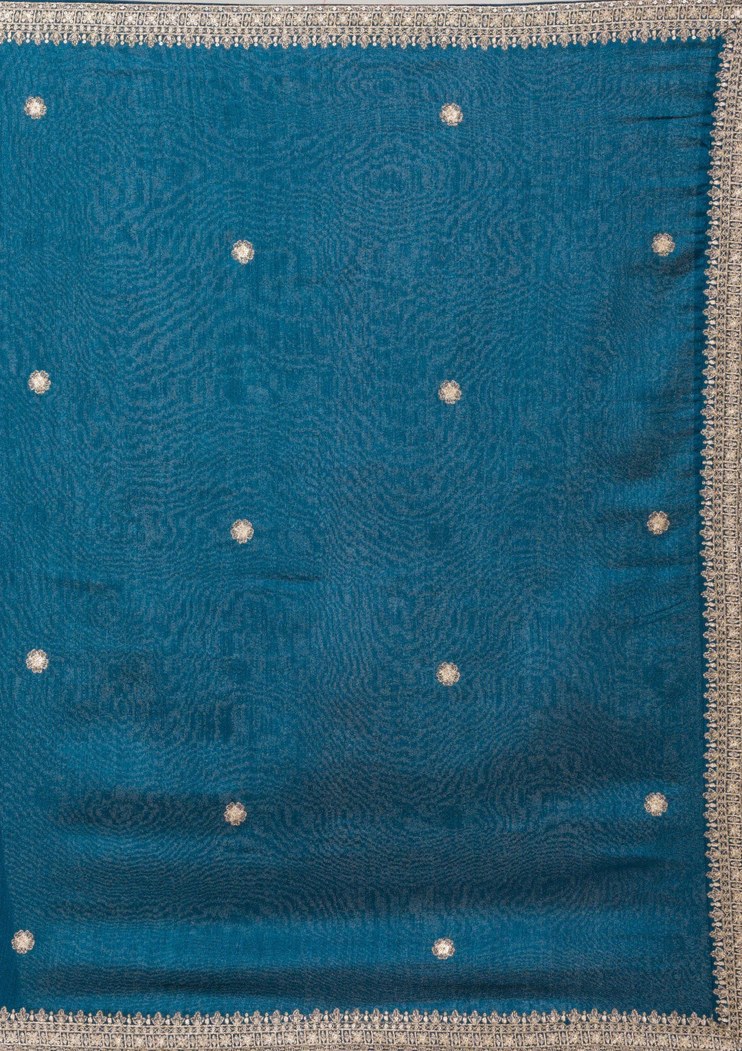 Peacock Blue Zariwork Raw Silk Readymade Salwar Suit-Koskii